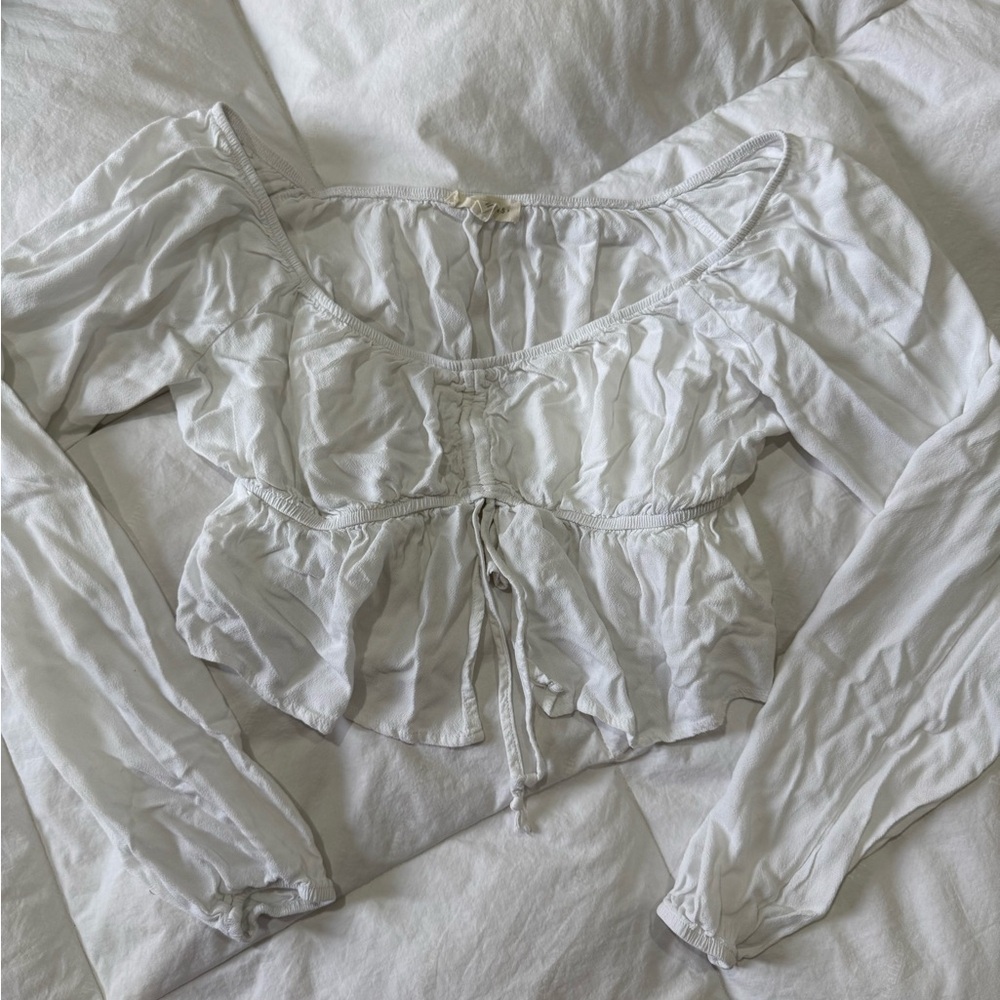 pacsun white blouse long sleeve